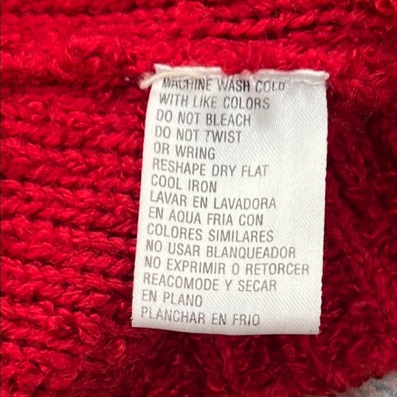 Carolyn Taylor cardigan sweater Duster long line red nubby  boucle knit Large - Picture 10 of 10